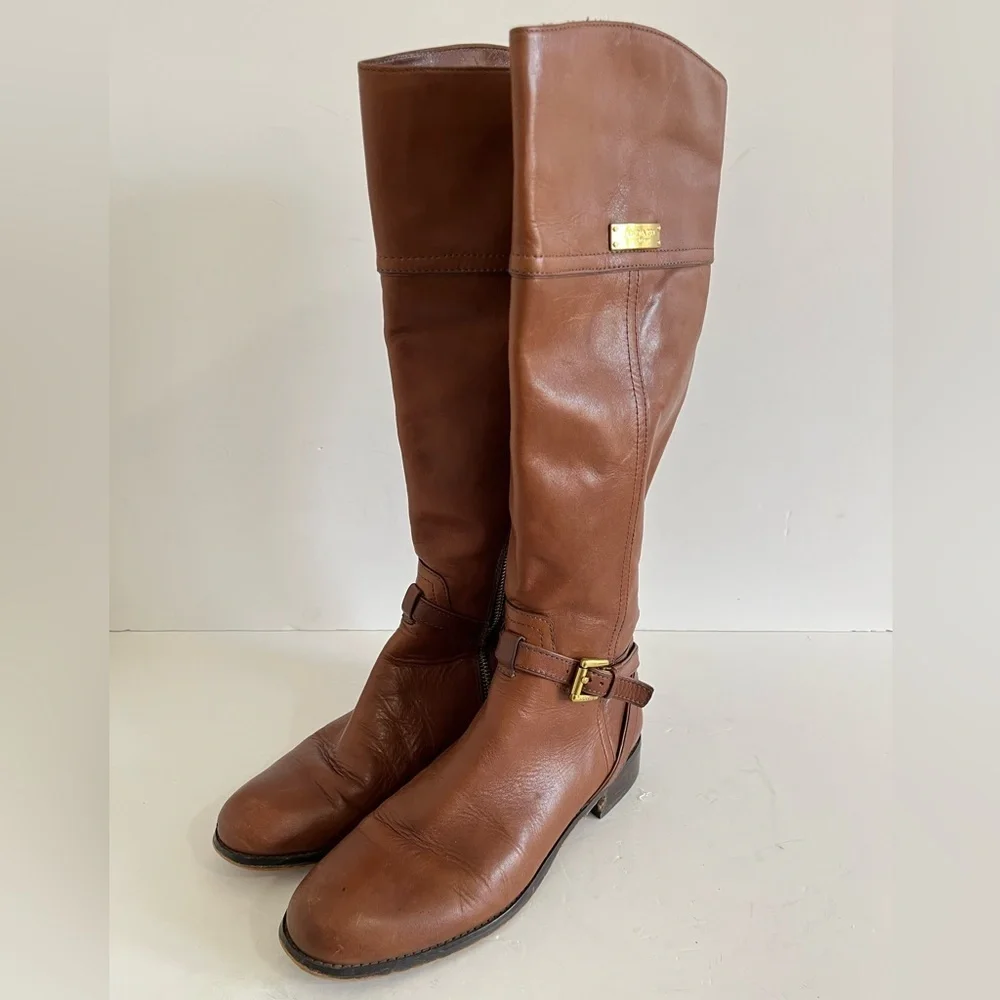 Coach Micha Leather Riding Boots Brown Size 8B